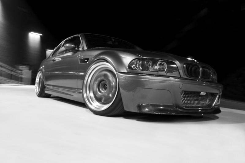 Bmw m3 e46 on work wheels hd b&w poster sports car print multiple sizes avail