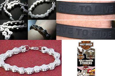 Five motorcycle biker bracelets chrome live to ride 1 harley davidson decal $30