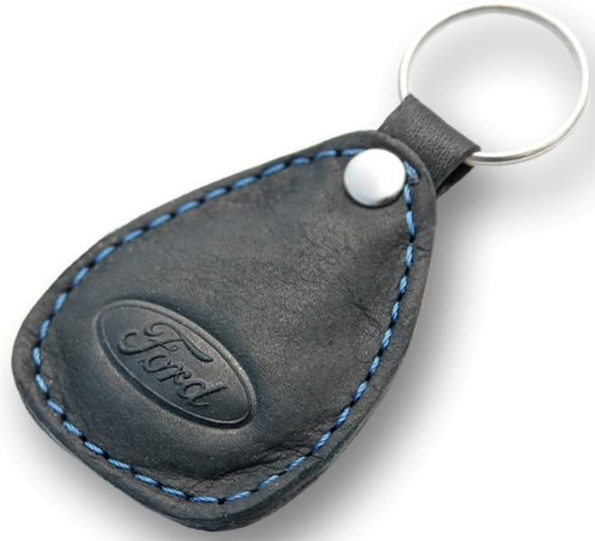 New leather black / blue keychain car logo ford auto emblem keyring