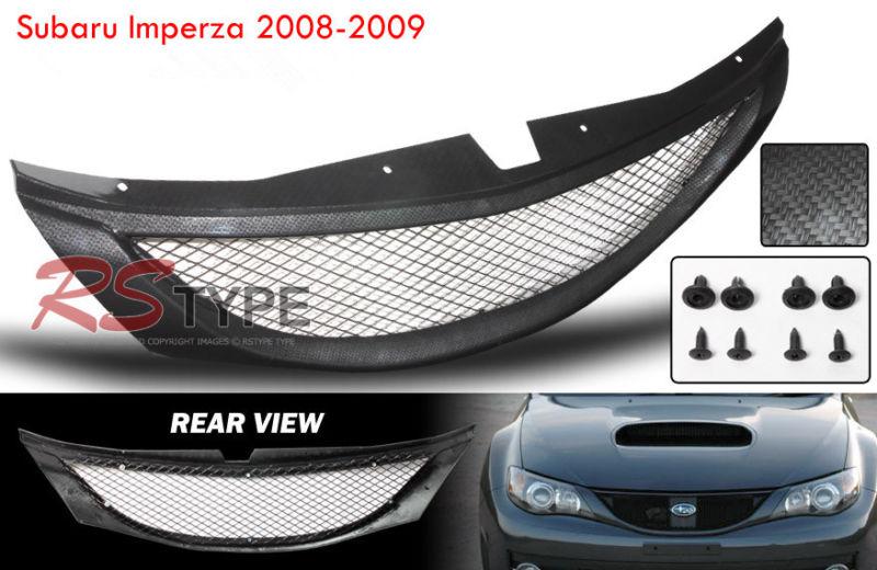 2008 2009 2010 subaru impreza wrx sti carbon style abs front hood grill (subaru)