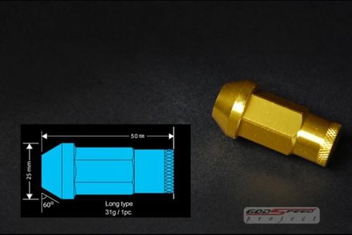 Gold color 20 pcs t-4 racing lug nuts 50mm w/lock m12x1.25 godspeed fit:subaru