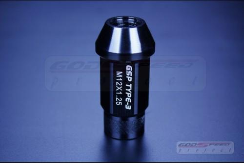 Godspeed type3 50mm racing lug nuts 20 pcs set m12 x 1.25 black fti :infiniti
