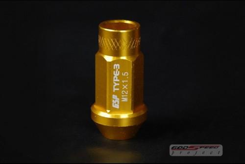 Gsp gold  t-3 lug nut 50mm 20pcs m12 x 1.50 open/close end honda lexus hyudai