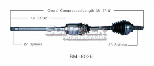 Surtrack perf axles bm-8036 cv half-shaft assembly-new cv axle shaft