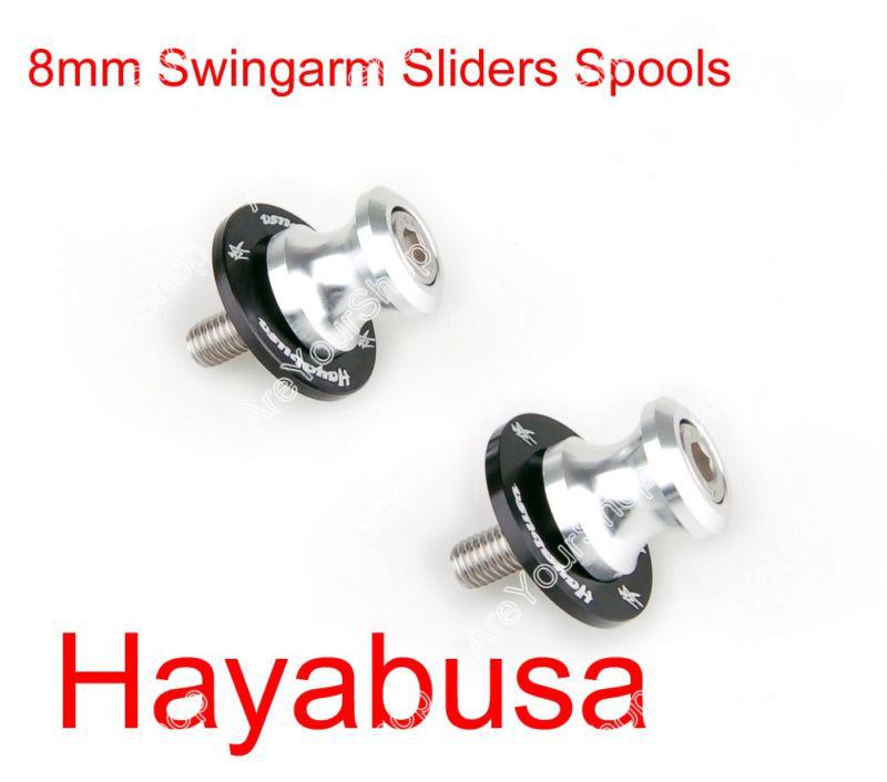 8mm swingarm sliders spools suzuki hayabusa gsxr1300 1997-2011 silver