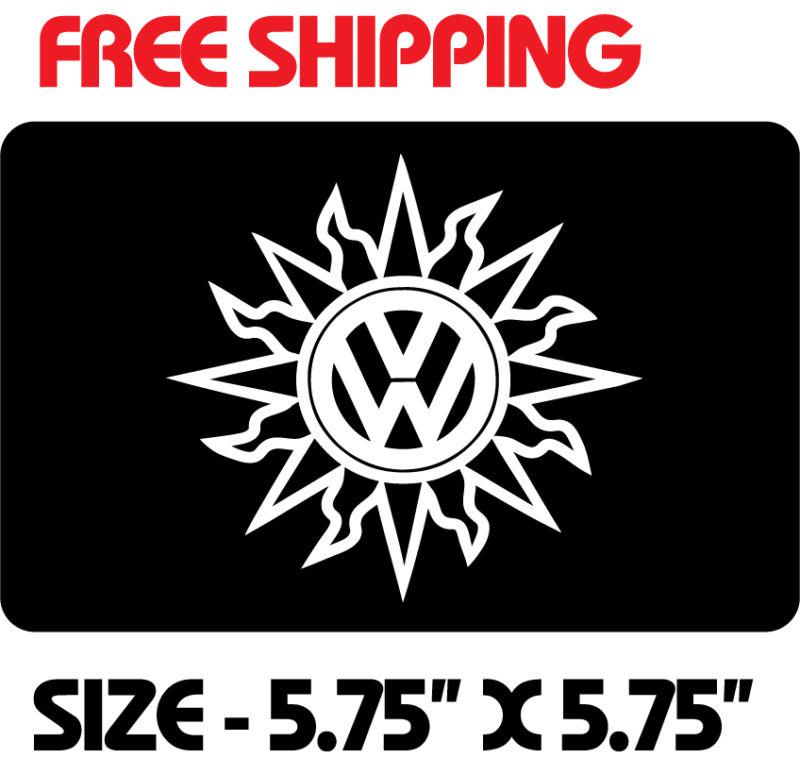 2- sun vw decal sticker 5.75" x 5.75" white beatle jetta bus bug ghia buggy