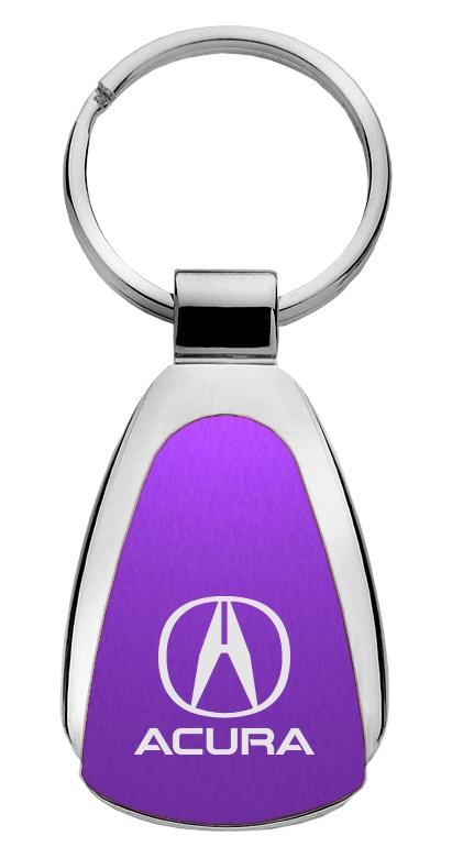 Acura purple tear drop metal keychain car ring tag key fob logo lanyard