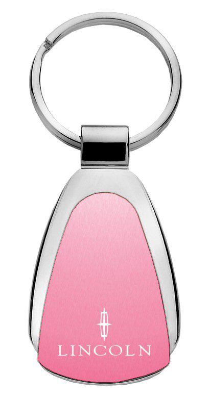 Lincoln pink tear drop metal keychain car ring tag key fob logo lanyard