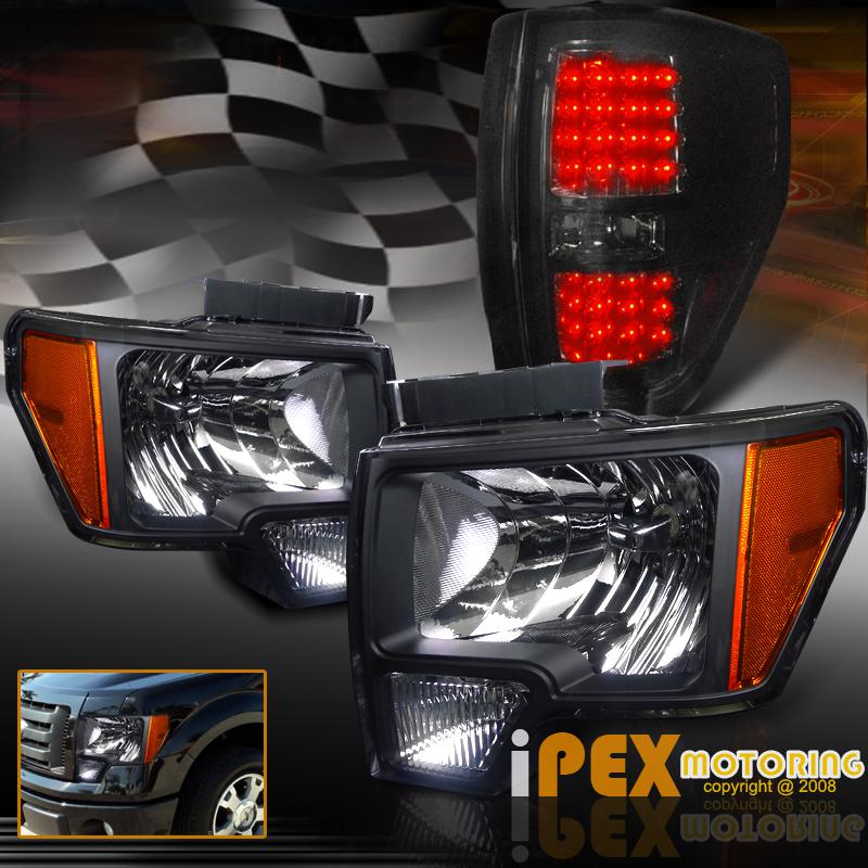 Combo ford f150 harley davidson raptor fx2 black head light+smoke led tail lamp