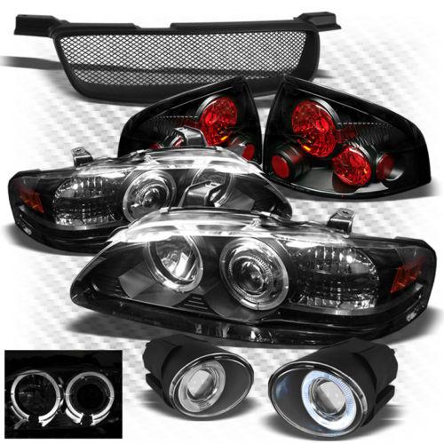 00-03 sentra black pro headlights + tail lights + projector fog lights + grille