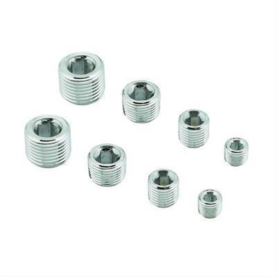 Mr. gasket 6352g pipe plugs aluminum chrome 3/8" npt set of 8