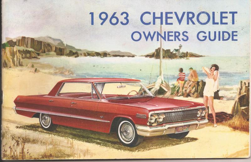 1963 chevrolet original owners manual / guide, 1st edition w/paper envelope!