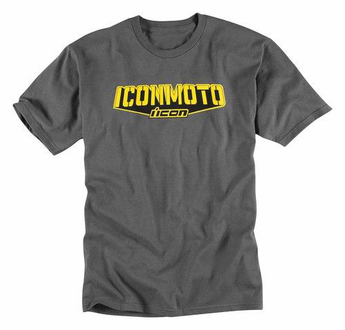 New icon v-point adult cotton tee/t-shirt, charcoal gray/yellow, xl