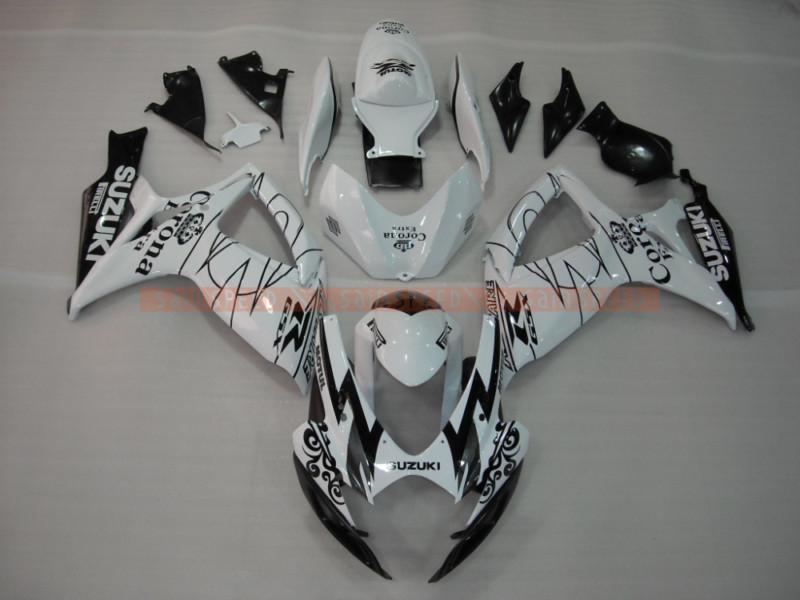 Fairing for suzuki 2006 2007 gsxr 600 k6 06 07 fairings gsxr600 white corona