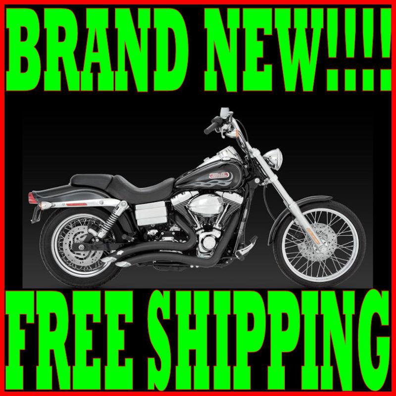 Vance & hines black big radius exhaust pipes 2006-2011 harley dyna street bob