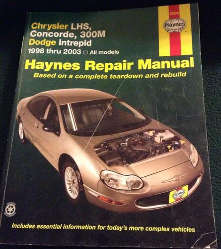 Haynes 25026 repair manual chrysler lhs, concorde, 300m dodge intrepid 98-03