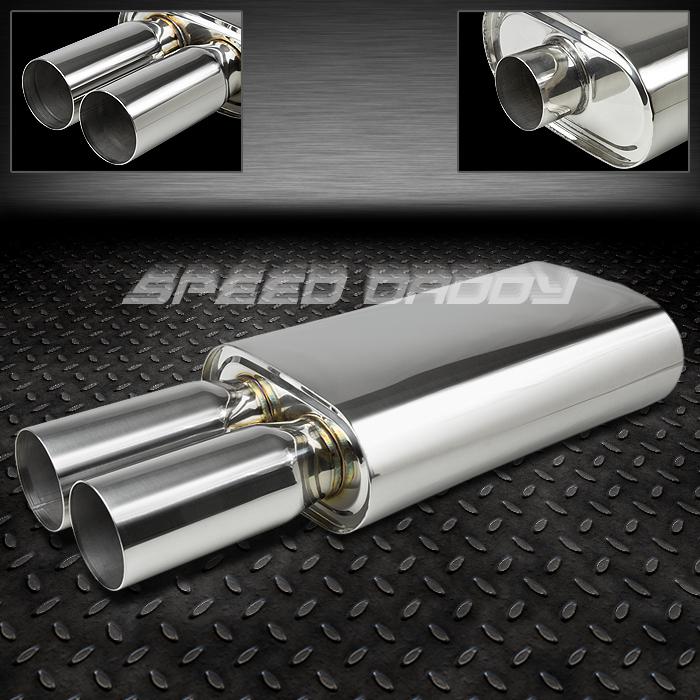 3" dual tip 2.5" in high flow stainless performance oval racing muffler/exhaust