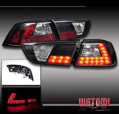 08-12 mitsubishi lancer 4dr led tail rear lights black ralliart evolution evo 10