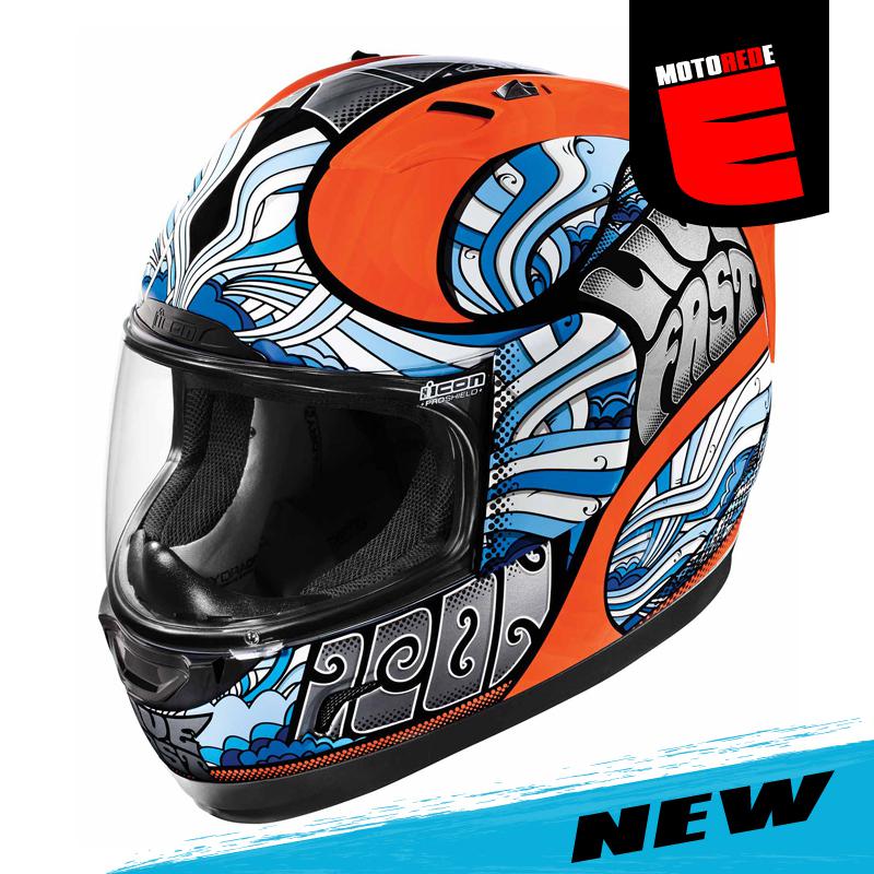 Icon alliance headtrip motorcycle full face helmet orange xlarge xl