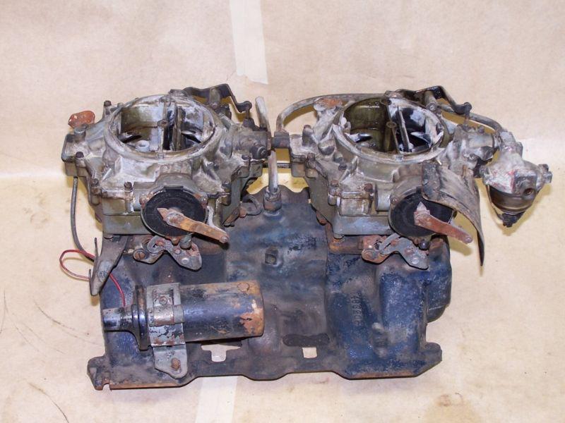 Cadillac 1955 factory dual carb intake manifold  with carbs 1949 1962 331-390