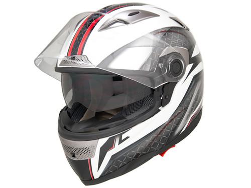 Dot approved motorcycle helmet full face clear visor + dual smoke sun visor - m