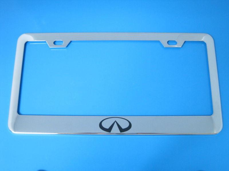 Infiniti logo g25 g35 g37 fx qx g superior chrome license frame + screw caps