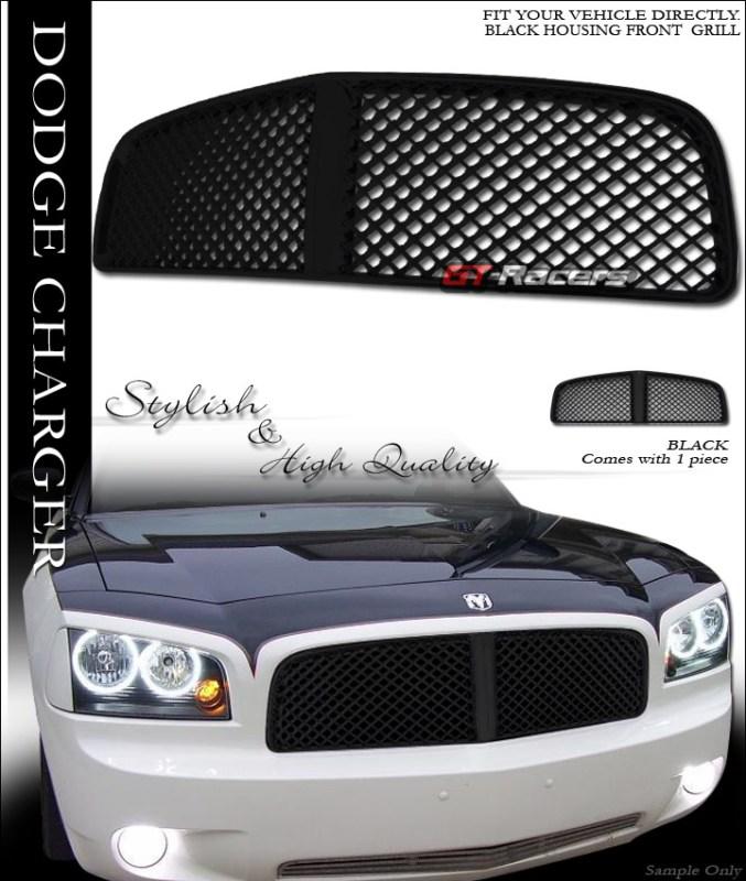 Blk honeycomb sport mesh front hood bumper grill grille 2006-2010 dodge charger