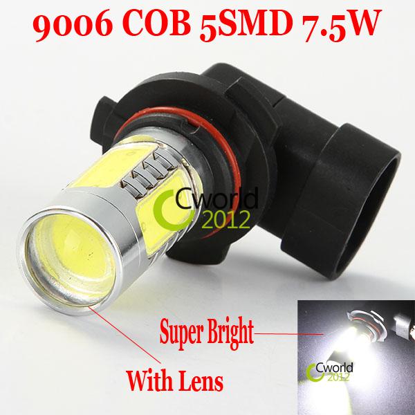 Super bright white 9006 hb4 7.5w cob led lights car fog lamp drl driving dc 12v