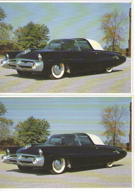 1953 ford x-100 concept car postcard - lot of 2 - must see !! - free shipping !!