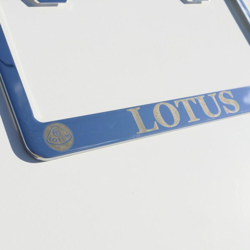 Lotus chrome stainless steel license plate frame + screws + caps laser engrave