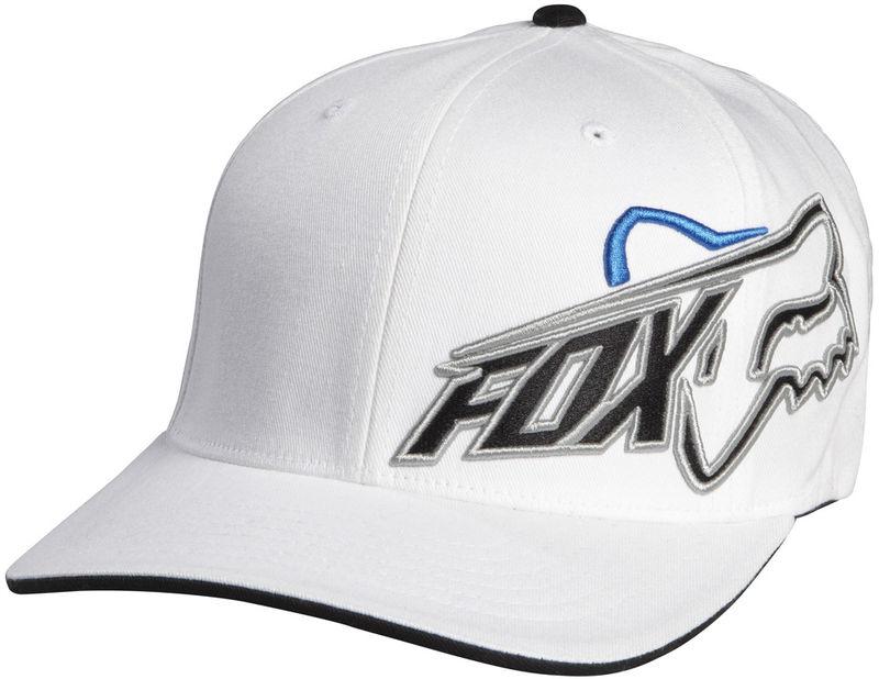 Fox constant shift white fitted flexfit medium profile hat cap hats mx 2014