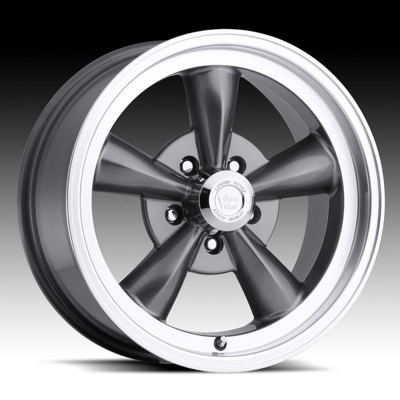 15" inch 5x4.75 gunmetal machined wheels rims 5 lug impala camaro firebird -7 et