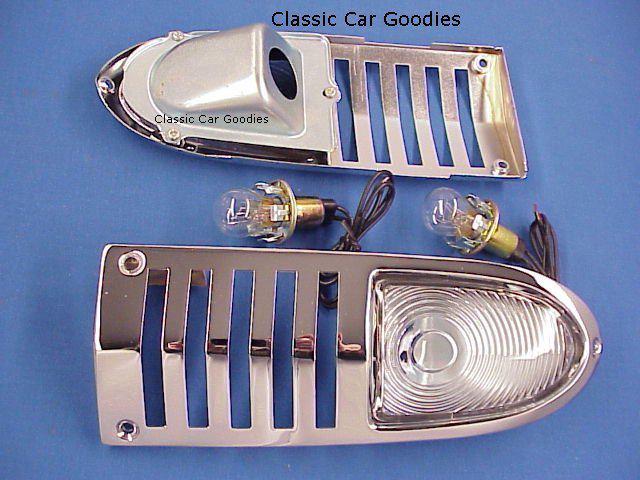 1951 chevy park lights (2) new chrome steel / glass