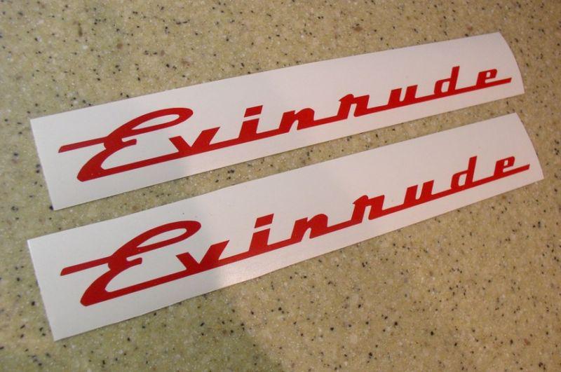 Evinrude vintage motor decals red 2-pak free ship + free fish decal!