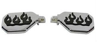 Chrome flame mini foot boards foot peg set for harley models