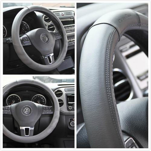 Steering wheel cover gray pvc leather stitch style new 58009a