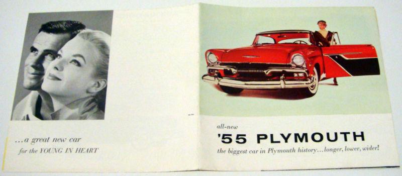 1955 "all-new plymouth" fold-out sales brochure 12 pages plaza belvedere savoy