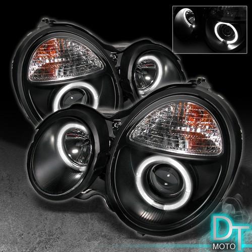 Black 96-99 mercedes w210 e-class dual halo projector headlights left+right