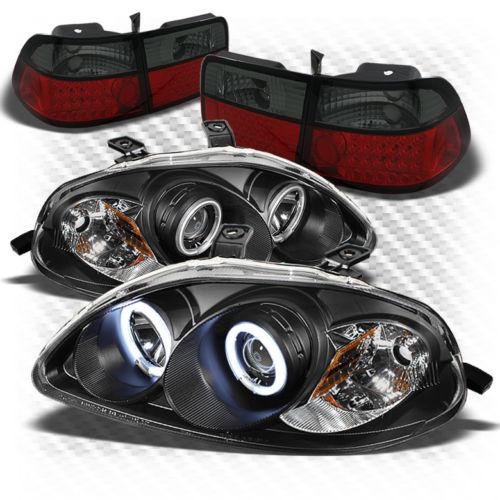 96-98 civic 2dr black ccfl pro headlights + r/s philips-led perform tail lights