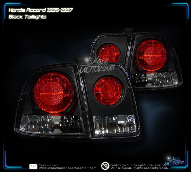 1996-1997 honda accord 2d 2dr coupe/4d 4dr sedan blk tail lights rear lamps