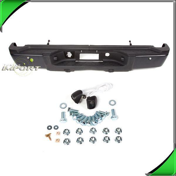 11-13 silverado sierra 25/3500 hd dual blk w/sensor rear step bumper bar w/ pad