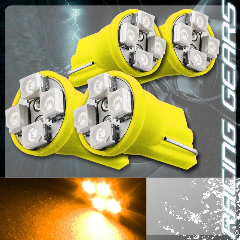 4x amber smd 4 led 12v t10 wedge interior instrument map panel gauge light bulbs