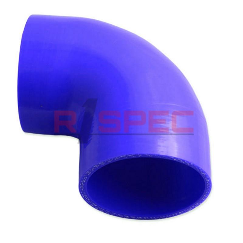 Universal blue 3.5'' 3 ply 90 degree silicone hose coupler 89mm turbo intake bl