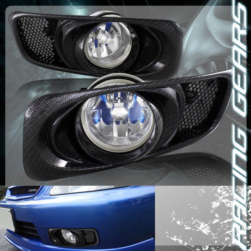 1999-2000 honda civic carbon fiber painted cover fog light+switch+wire+h3 bulbs