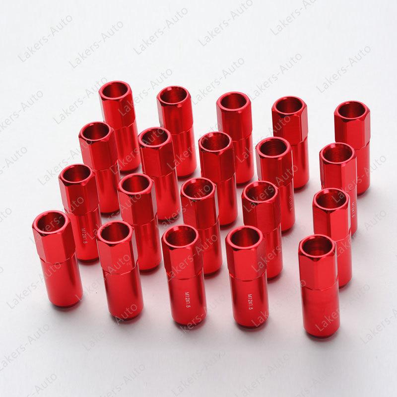 Red alloy racing wheel tuner lug nuts aluminum  m12 x 1.25mm 60mm free ship