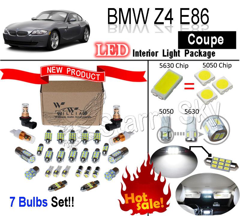 7 pcs xenon white 5630 led interior light package kit for bmw z4 e86 coupe 