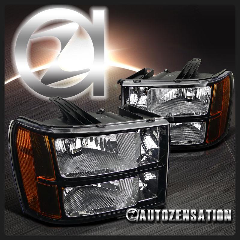 07-13 sierra 1500 2500 3500hd denali hybrid euro crystal black headlights