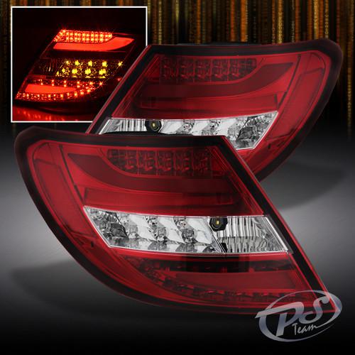 08-10 mercedes benz w204 c-class red clear led tail brake lights left+right