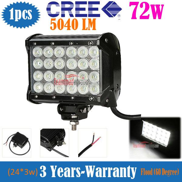 7inch 72w 5040lm cree led work light bar off-road suv 4wd car truck boat 12v 24v