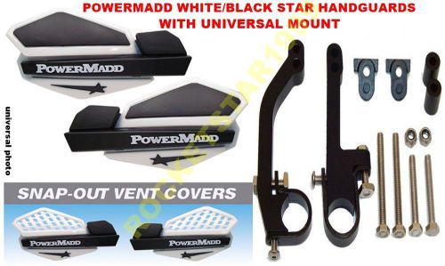 Powermadd star handguards white/black &amp; mounting kit yamaha skidoo arctic cat